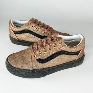 Vans  Glitter Low Top Skate Sneakers Shoes Pink Black Kids Youth Girls 2